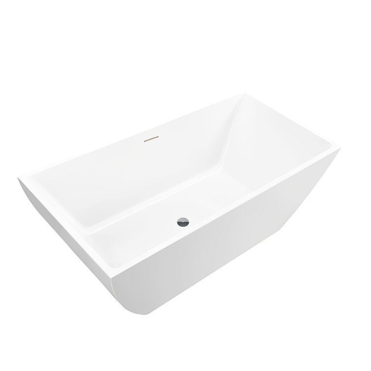White Acrylic 59" Freestanding Soaking Bathtub