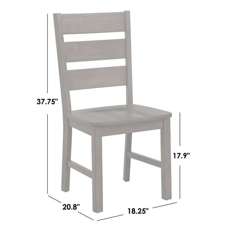 Antique Walnut Solid Wood Ladder Back Dining Chairs, Set of 2