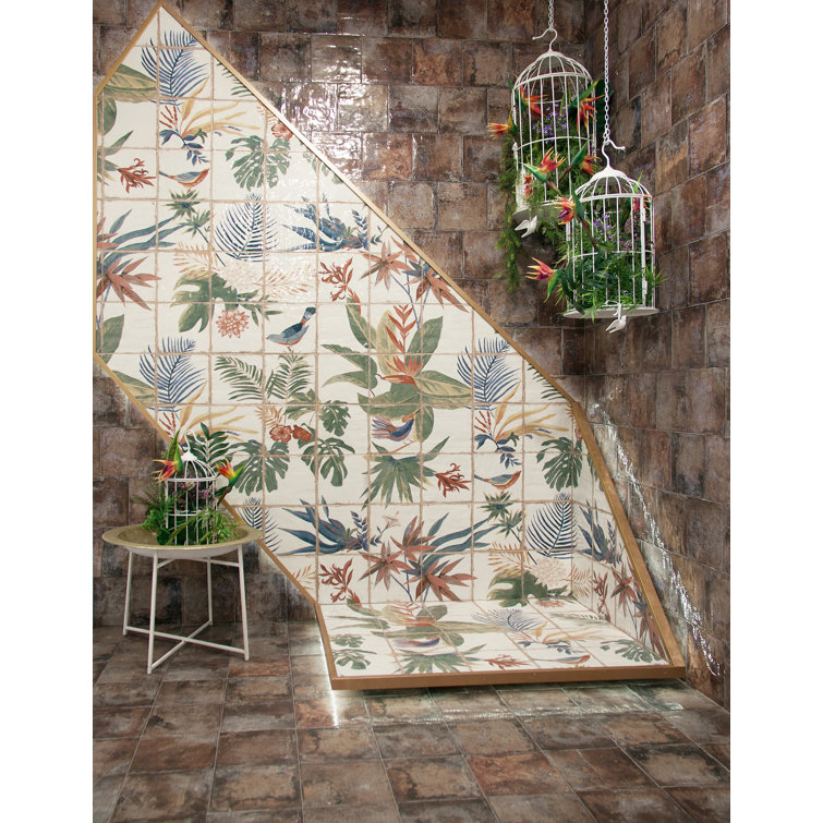 Sonata Decor 8" x 8" Multicolor Ceramic Wall Tile