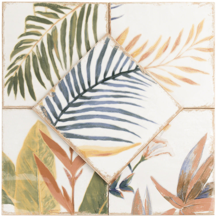 Sonata Decor 8" x 8" Multicolor Ceramic Wall Tile