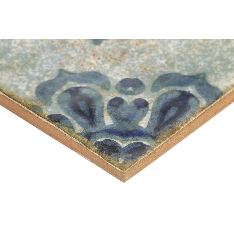 Angela Harris 8" x 8" Blue Patterned Ceramic Wall Tile
