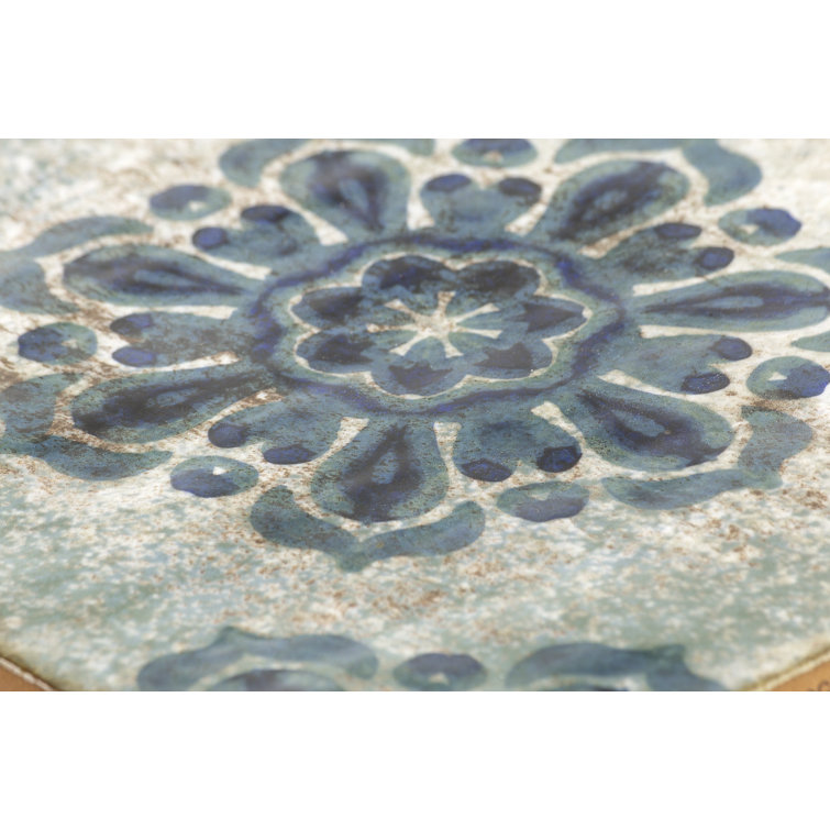 Angela Harris 8" x 8" Blue Patterned Ceramic Wall Tile