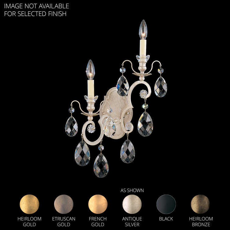 Renaissance Black Bronze 2-Light Wall Sconce with Clear Crystals