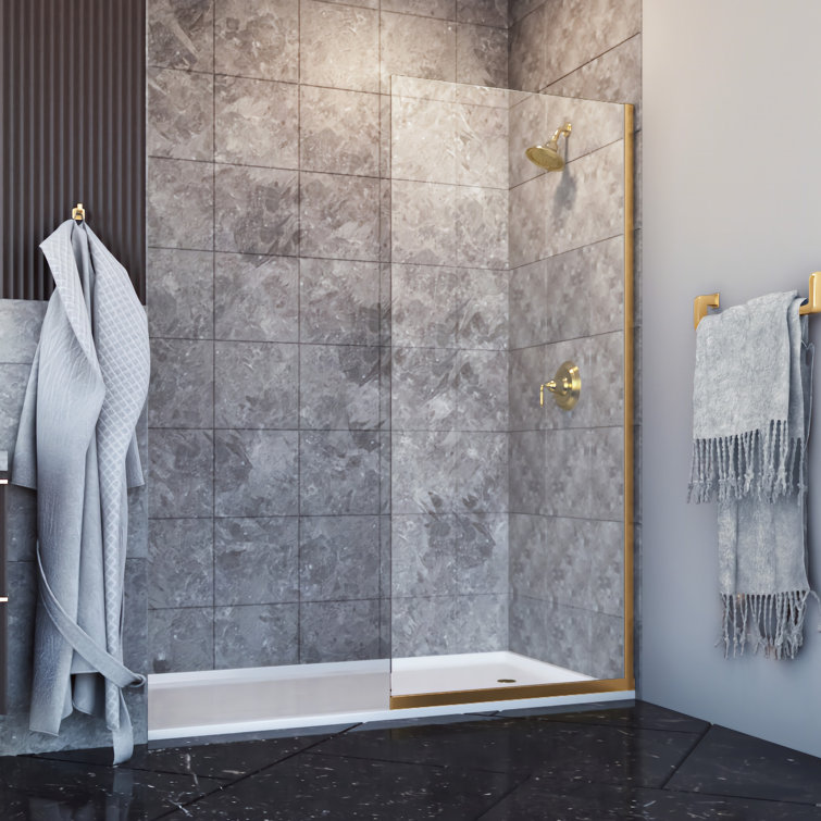 Eurolite 34" x 76" Brushed Gold Semi Frameless Shower Door