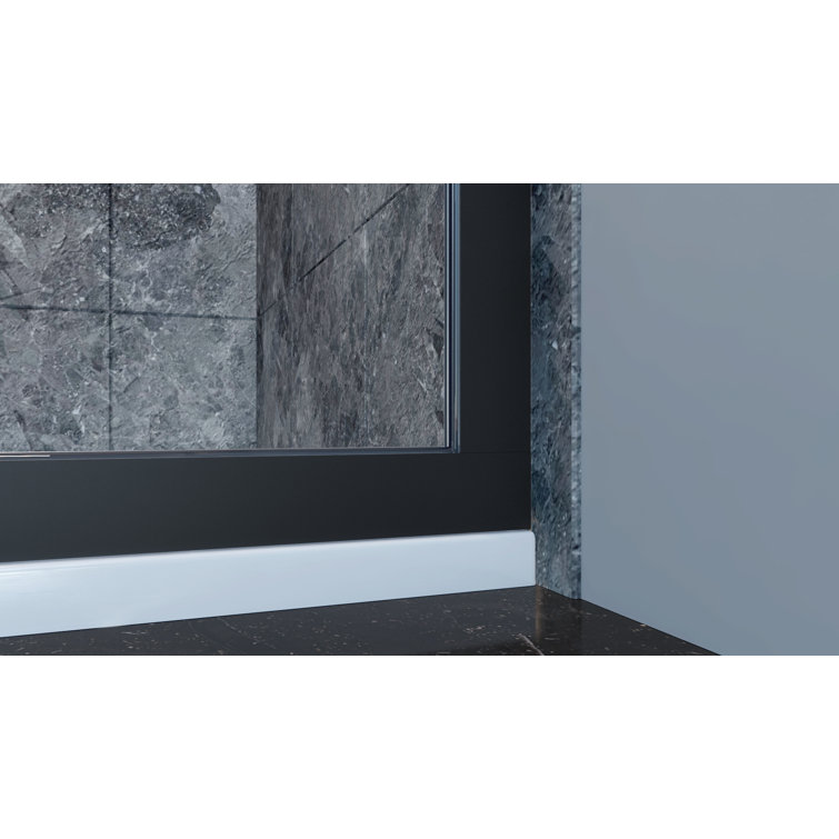 Matte Black Semi-Frameless Grid Patterned Shower Door, 34 x 76 in.