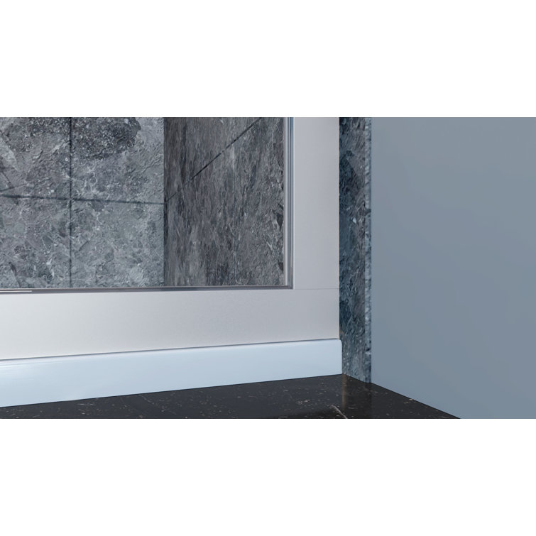 34'' x 76'' Clear Glass Fixed Shower Door with Brushed Nickel Frame