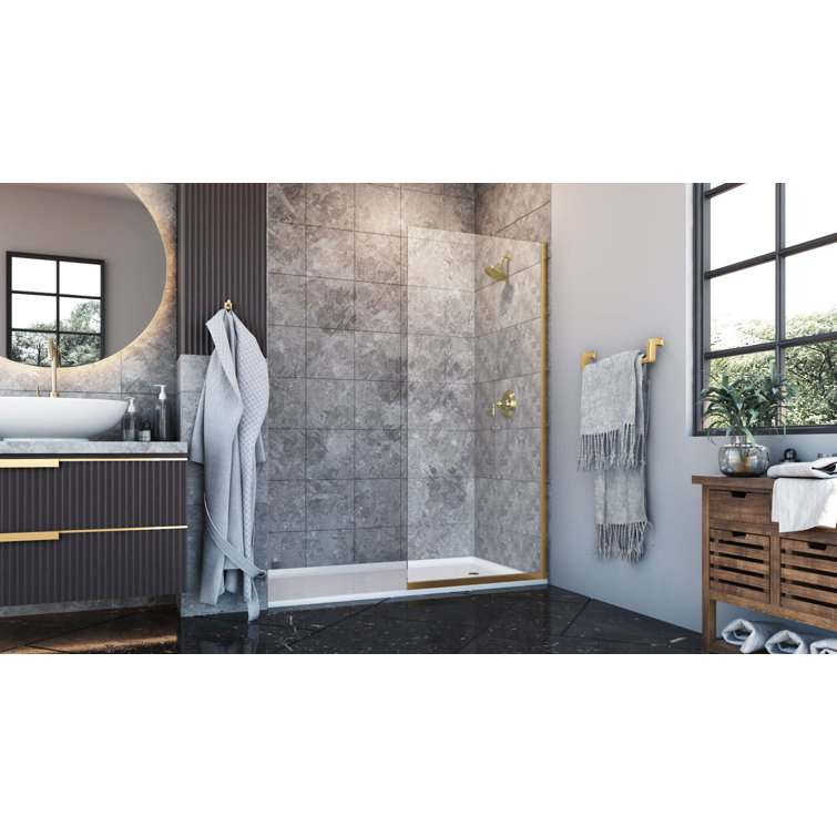 Eurolite 34" x 76" Brushed Gold Semi Frameless Shower Door