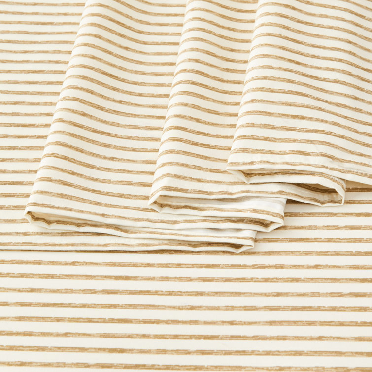 Queen Light Taupe Striped Microfiber Sheet Set