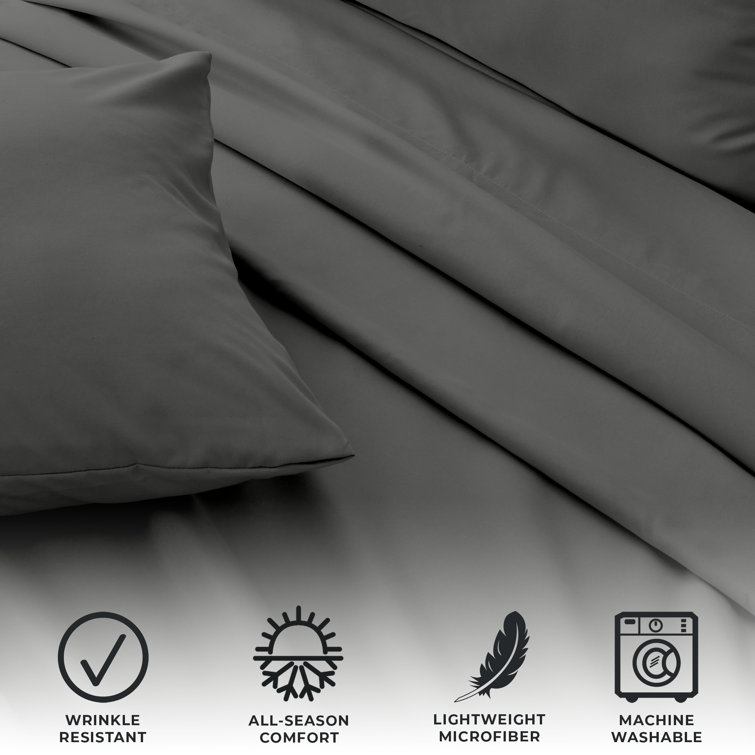 Graphite Full Microfiber Wrinkle-Resistant Sheet Set