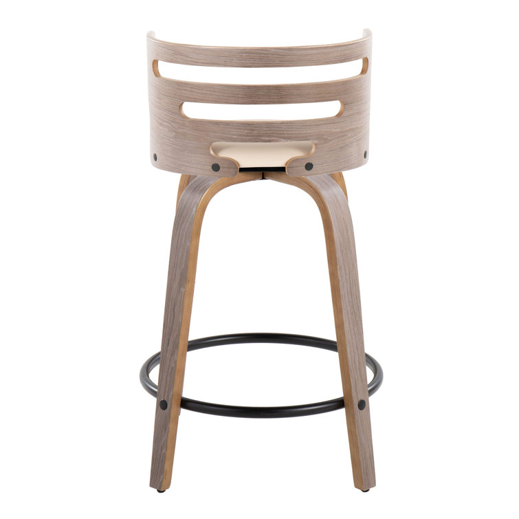 Cream and Light Gray Swivel Wood Counter Stool Set