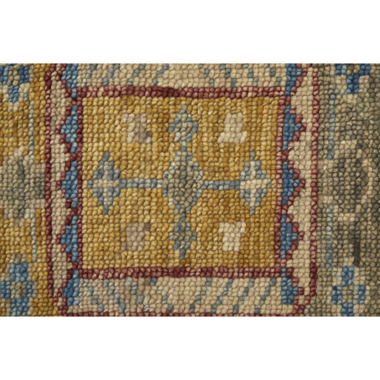Hand-Knotted Blue and Multicolor Wool Rectangular Area Rug