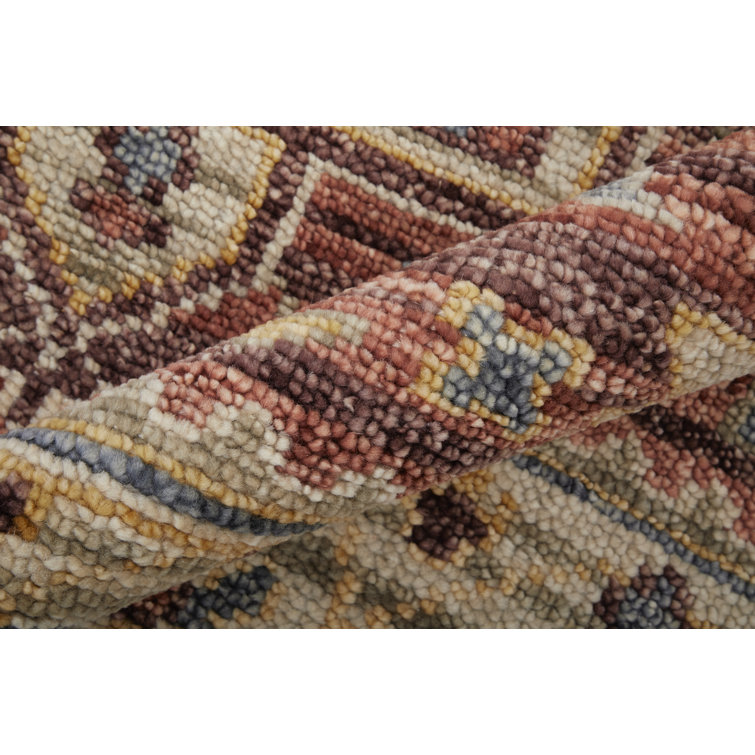 Red and Ivory Hand-Knotted Wool 9' x 12' Area Rug