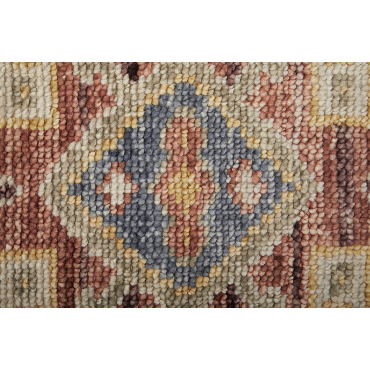Red and Ivory Hand-Knotted Wool 9' x 12' Area Rug