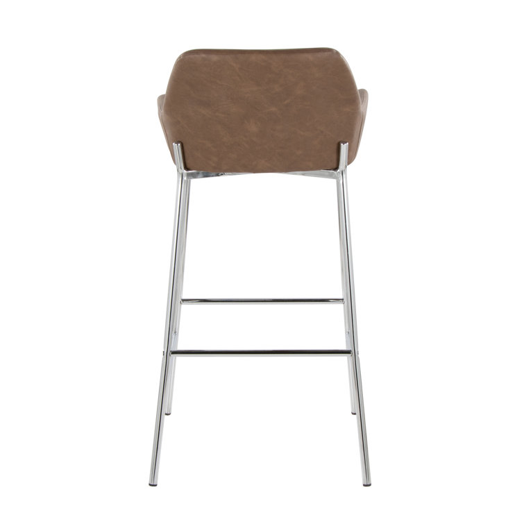 Brown Upholstered 30'' Barstool with Chrome Metal Frame