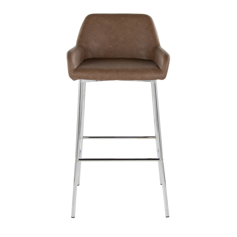 Brown Upholstered 30'' Barstool with Chrome Metal Frame