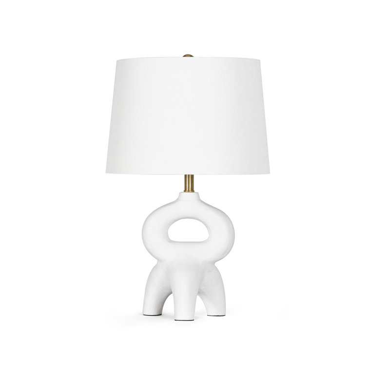 White Ceramic Mini Table Lamp with Linen Shade