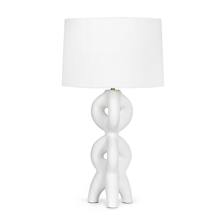 White Ceramic Table Lamp with Linen Shade