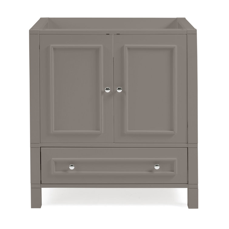 Gray 30-Inch Freestanding Bathroom Vanity with Soft-Close Doors