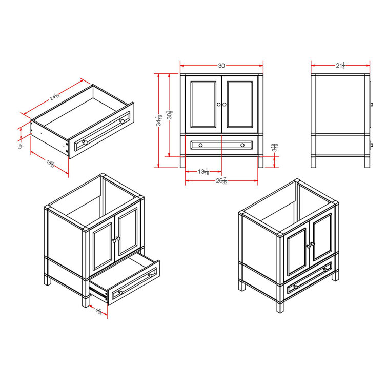 Gray 30-Inch Freestanding Bathroom Vanity with Soft-Close Doors