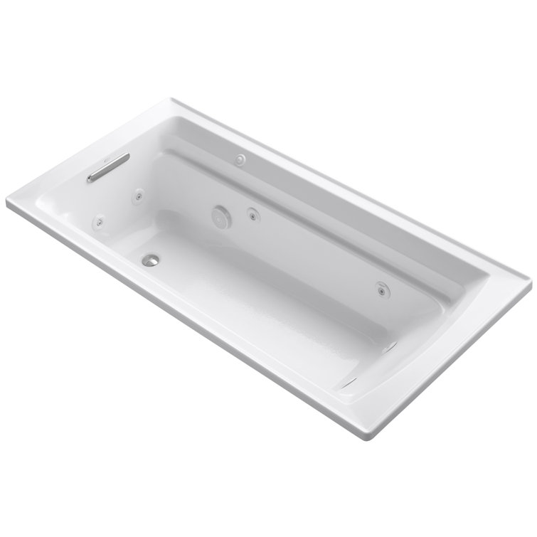 Archer 72" White Acrylic Drop-In Bathtub with Jets