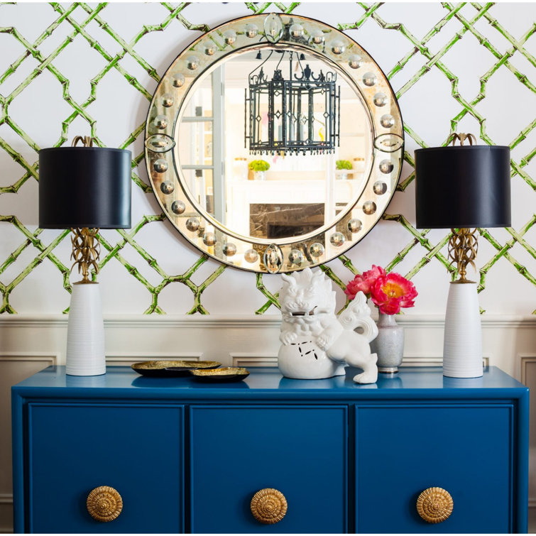 White and Brass Pineapple Table Lamp with Black Shade