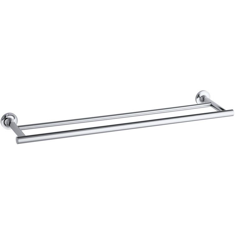 Polished Chrome 24" Double Wall Mounted Towel Bar