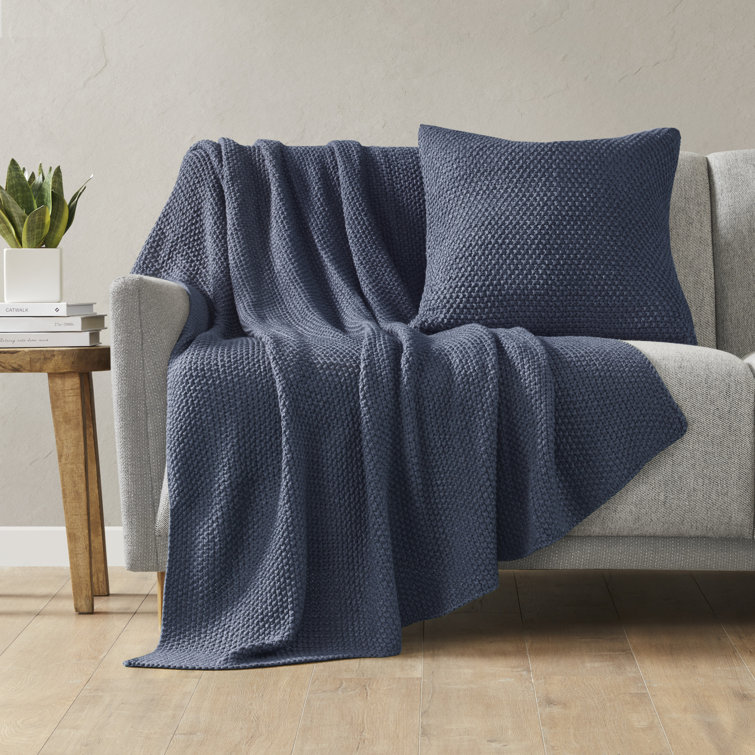 Indigo Bree Classic Knit 50"x60" Cotton Throw Blanket