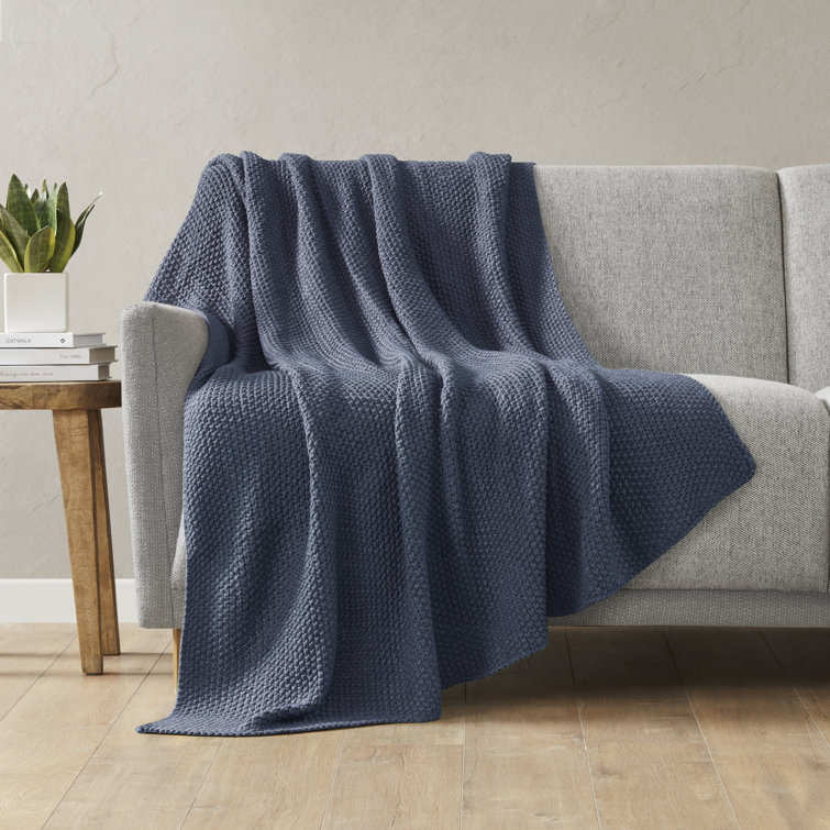 Indigo Bree Classic Knit 50"x60" Cotton Throw Blanket