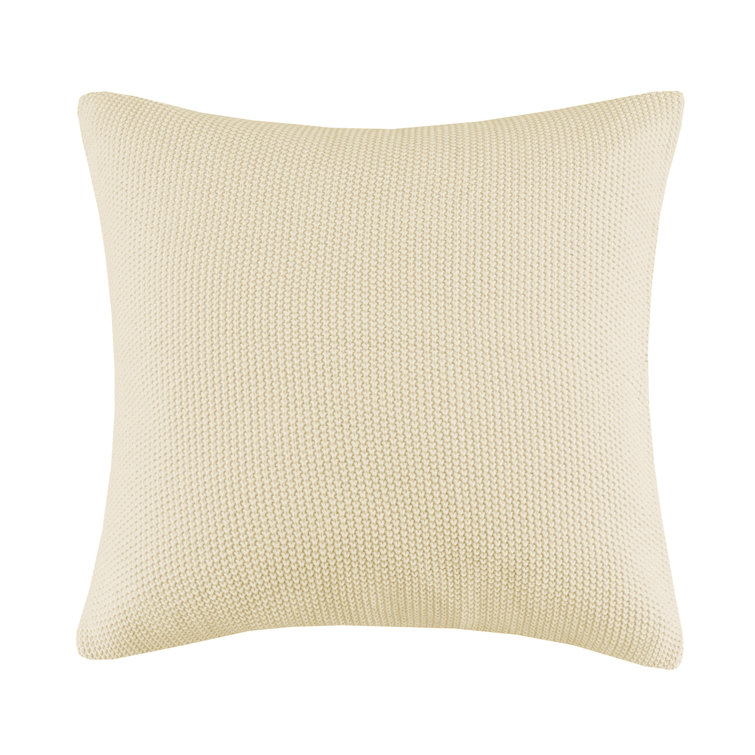 Ivory Knit Cotton Euro Square Pillow Cover