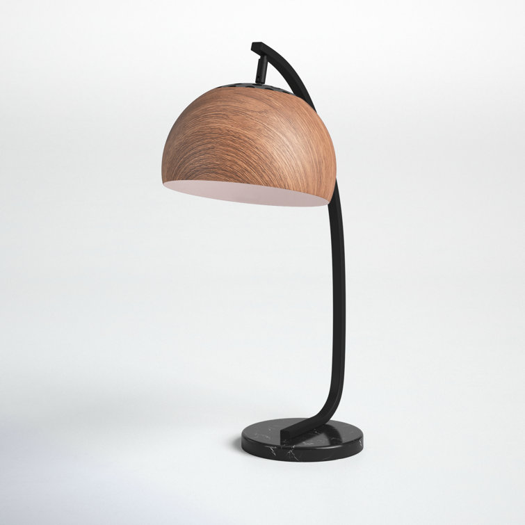 Warm Arc Contemporary Black and Brown Table Lamp