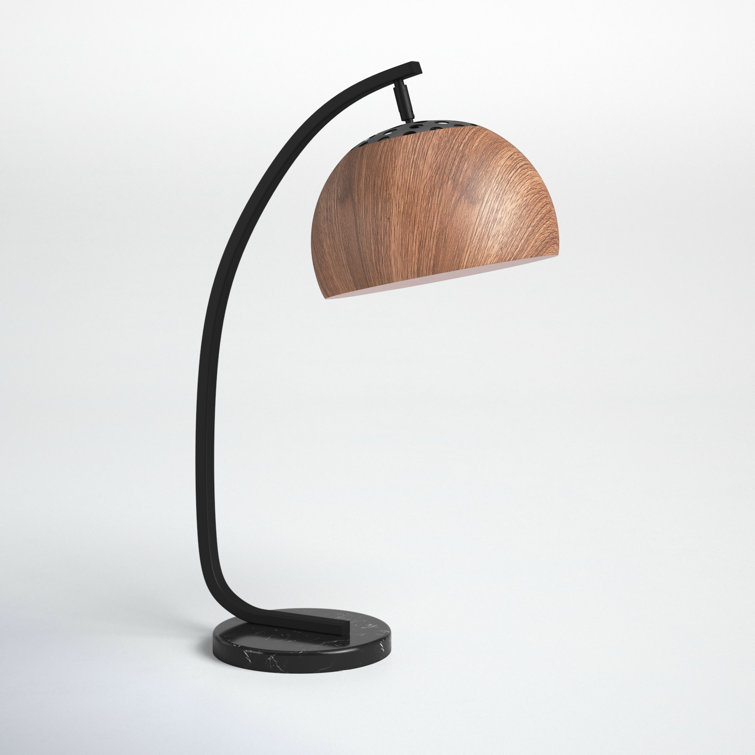 Warm Arc Contemporary Black and Brown Table Lamp