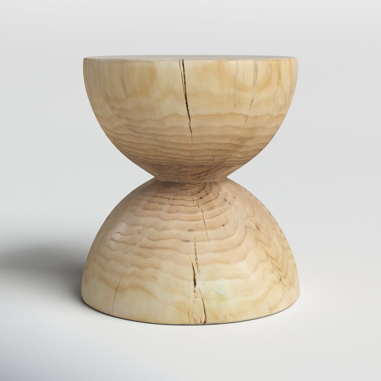 Contemporary Pine Wood Round Side Table, 15.5" Brown