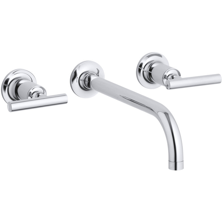 Purist Polished Chrome Double Handle Wall-Mount Bathroom Faucet