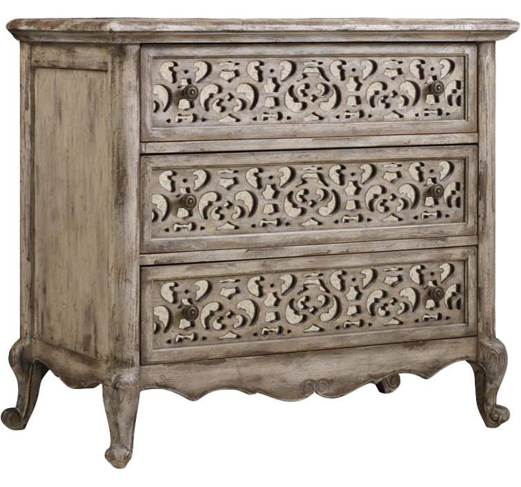 Chatelet Beige 3-Drawer Traditional Nightstand