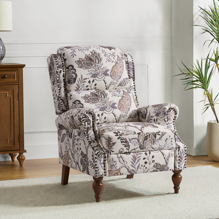 Ariany Floral Manual Recliner with Nailheads