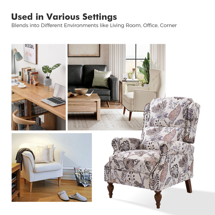 Ariany Floral Manual Recliner with Nailheads