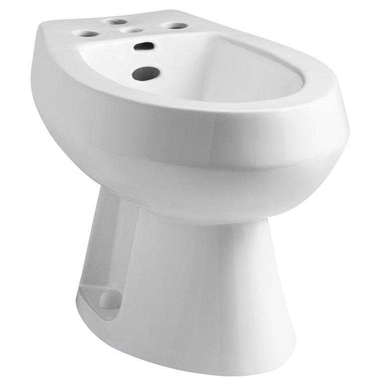 White Vitreous China Floor Mounted Vertical Spray Bidet