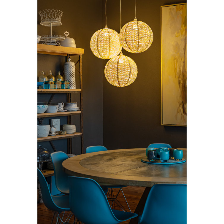 18" Chevron Pearl Globe LED Pendant Lamp