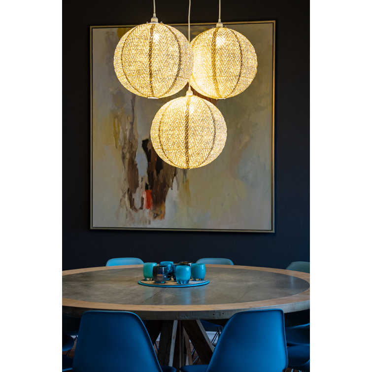 18" Chevron Pearl Globe LED Pendant Lamp