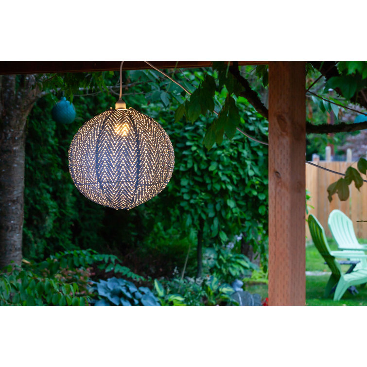 Contemporary Indoor/Outdoor 18" Globe LED Pendant in Metallic Blue