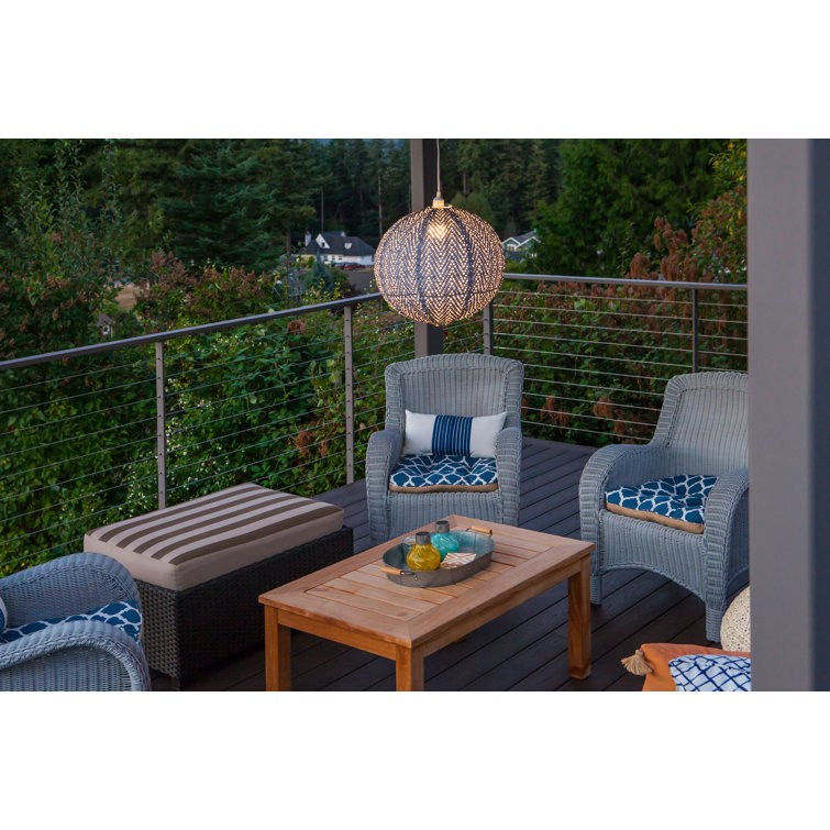 Contemporary Indoor/Outdoor 18" Globe LED Pendant in Metallic Blue