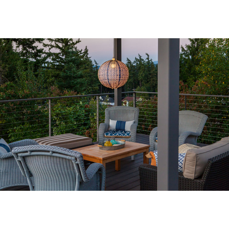 Contemporary Indoor/Outdoor 18" Globe LED Pendant in Metallic Blue