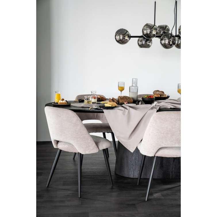 Aron Black Mango Wood Oval Dining Table, 43" W x 118" L