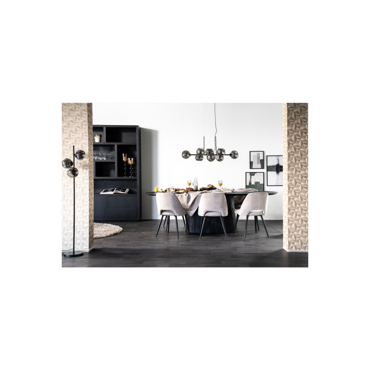 Aron Black Mango Wood Oval Dining Table, 43" W x 118" L