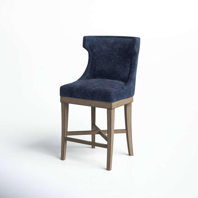 Carson Navy Swivel Counter Stool with Wood and Acrylic