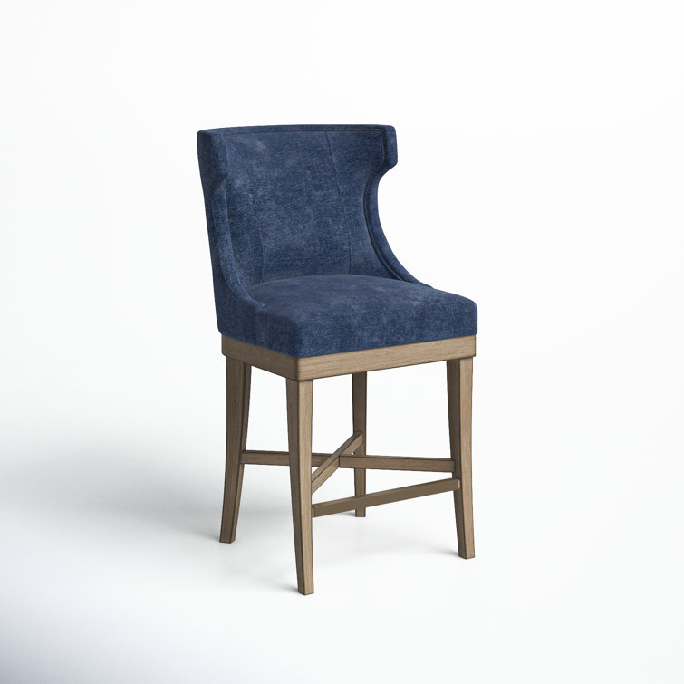 Carson Navy Swivel Counter Stool with Wood and Acrylic
