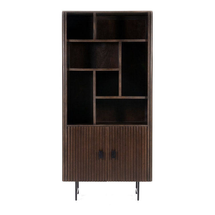 Brown Mango Wood Vertical Bookcase with Doors