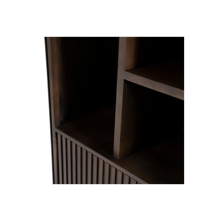 Brown Mango Wood Vertical Bookcase with Doors
