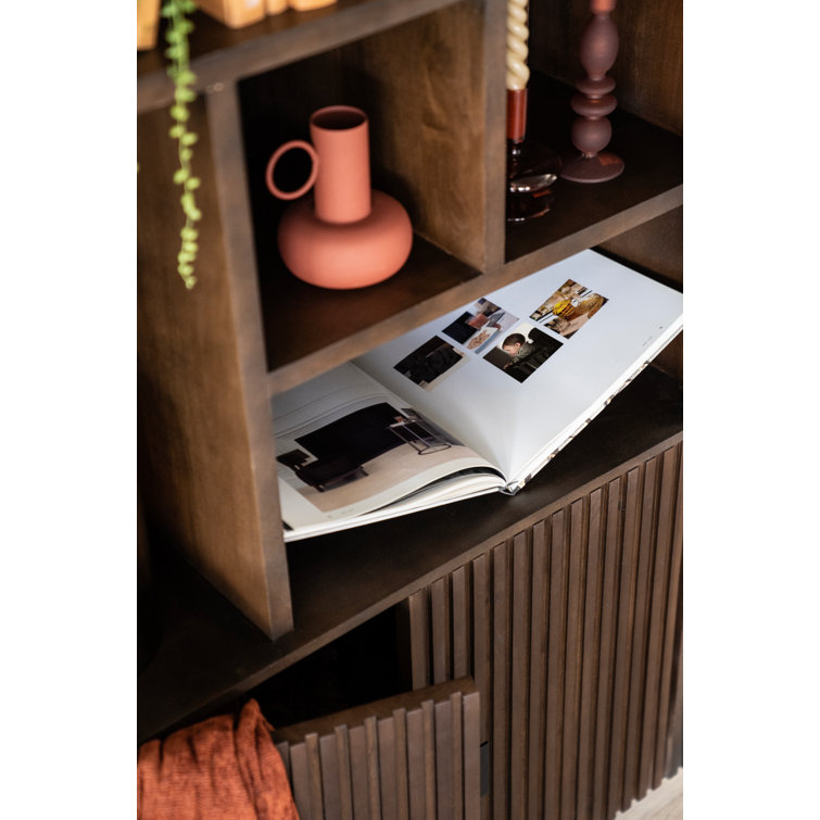 Brown Mango Wood Vertical Bookcase with Doors