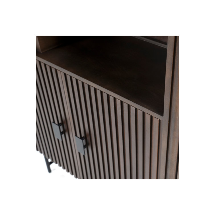 Brown Mango Wood Vertical Bookcase with Doors